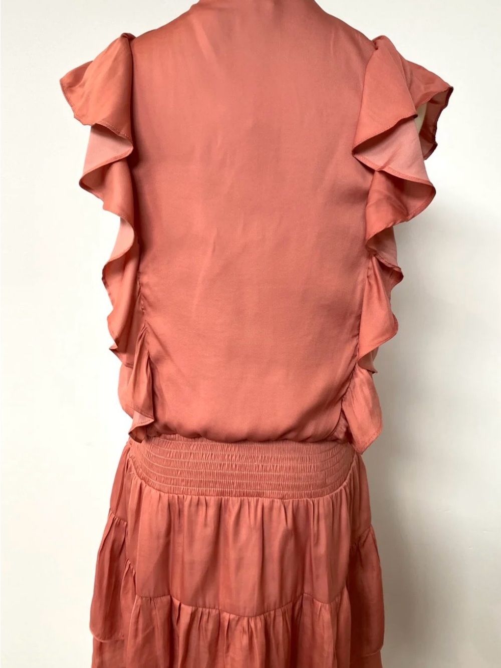 Mou Muse Rust Ruffle V-Neck Dress - Picture 5 of 5